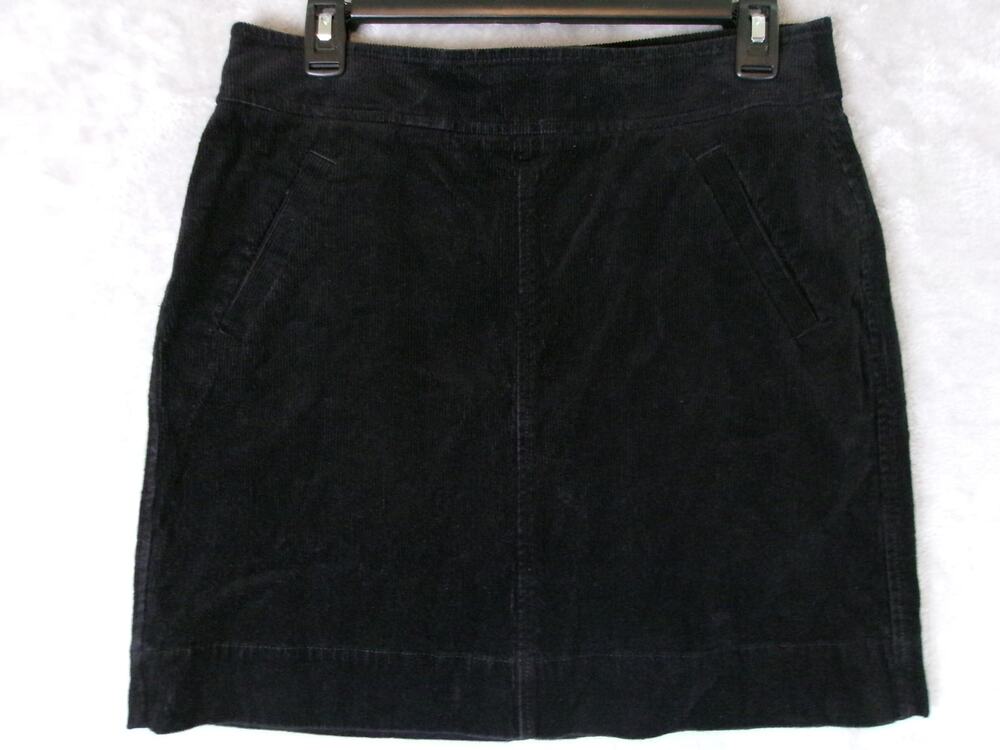 LOFT Black Corduroy Mini Skirt Size 6 Cotton Stretch